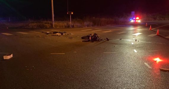 The aftermath of the fatal hit-and-run that killed a motorcyclist on Thursday, Sept. 15. Photo courtesy of Auburn Police Department.