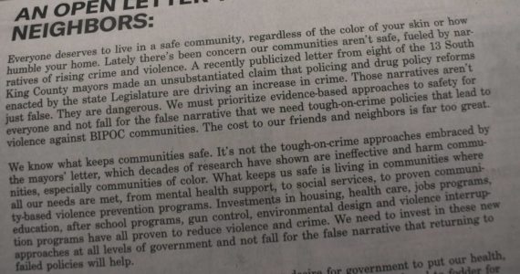 This letter from the ACLU appeared in the Federal Way Mirror and other newspapers in King County this month. Photo by Alex Bruell.