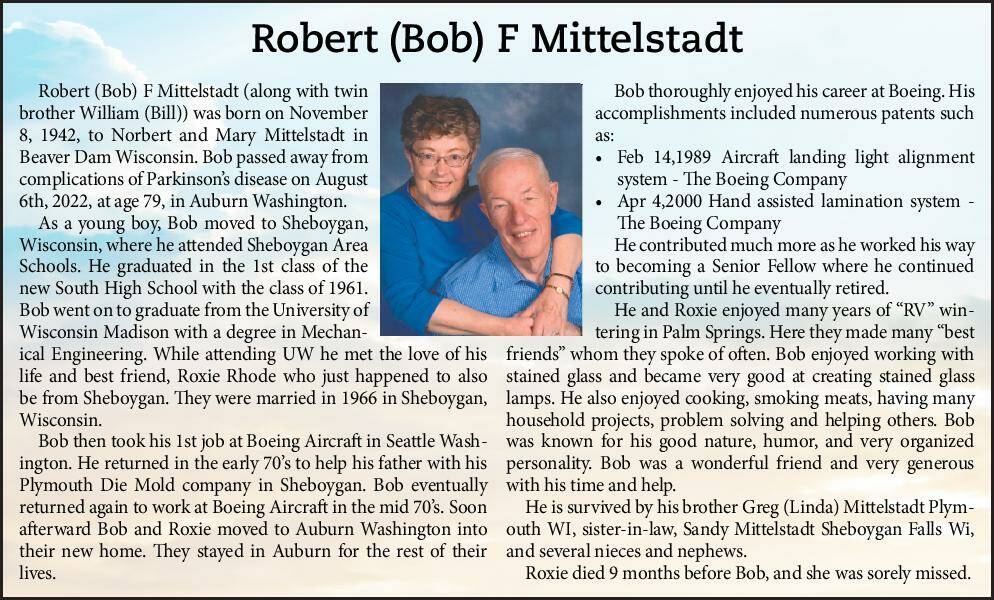 Robert (Bob) F. Mittelstadt | Obituary