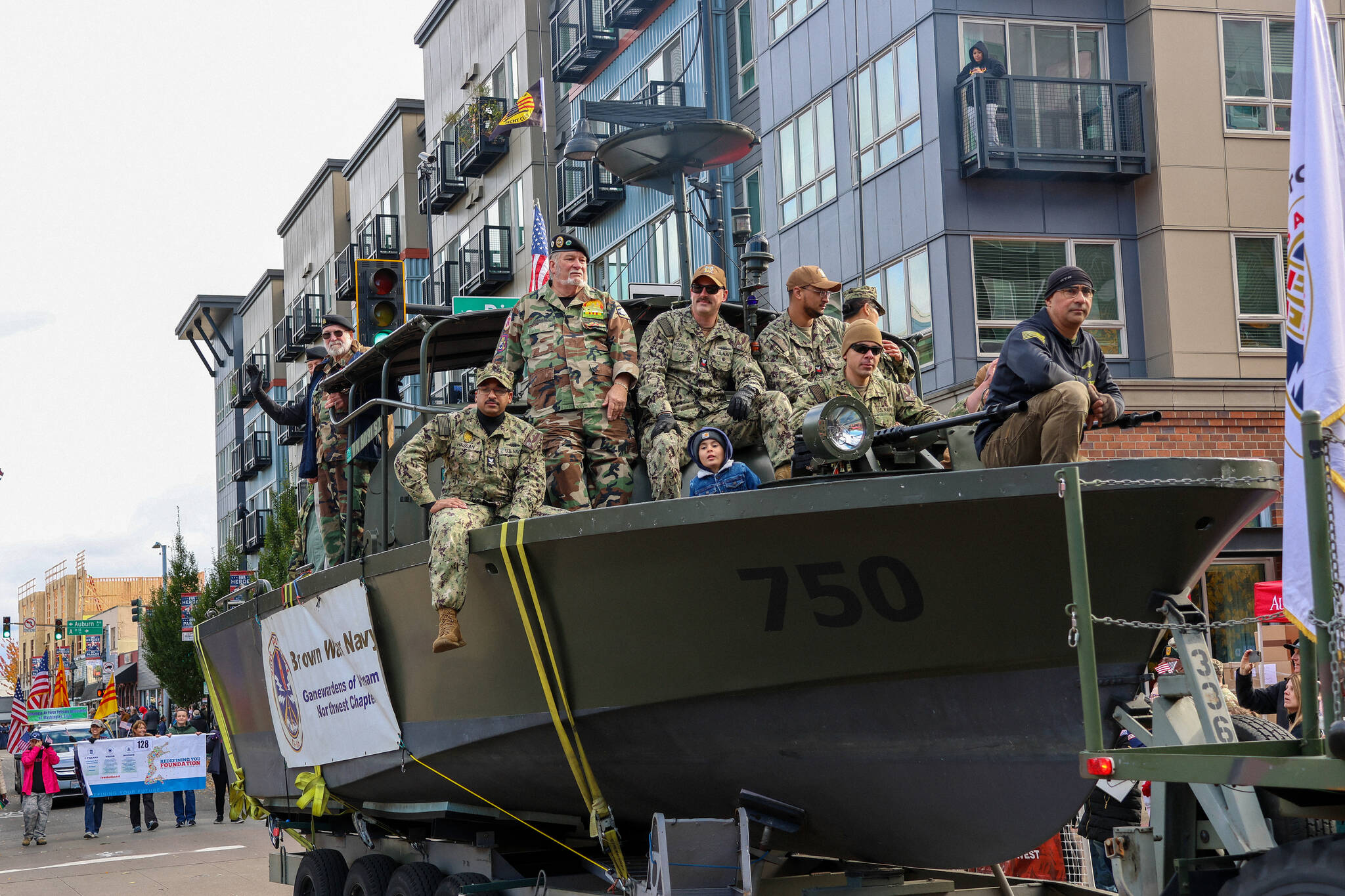 Members of the Northwest Chapter of The Gamewardens Association, Vietnam to present, take part in the parade, representing the oldest, continually-operating Brown Water Navy Veterans Group in the United States.