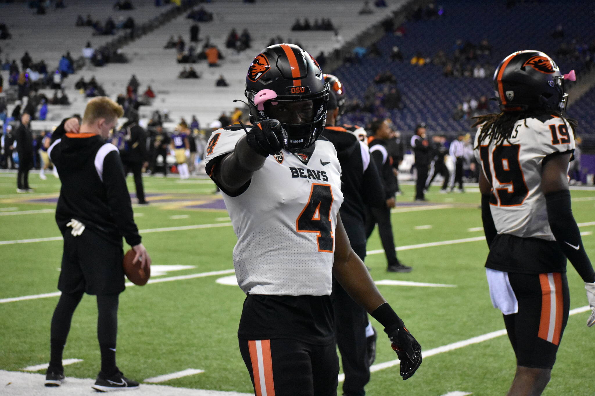 Jaden Robinson focuses on the Huskies back on Nov. 4, 2022, at Husky Stadium. Courtesy photo.