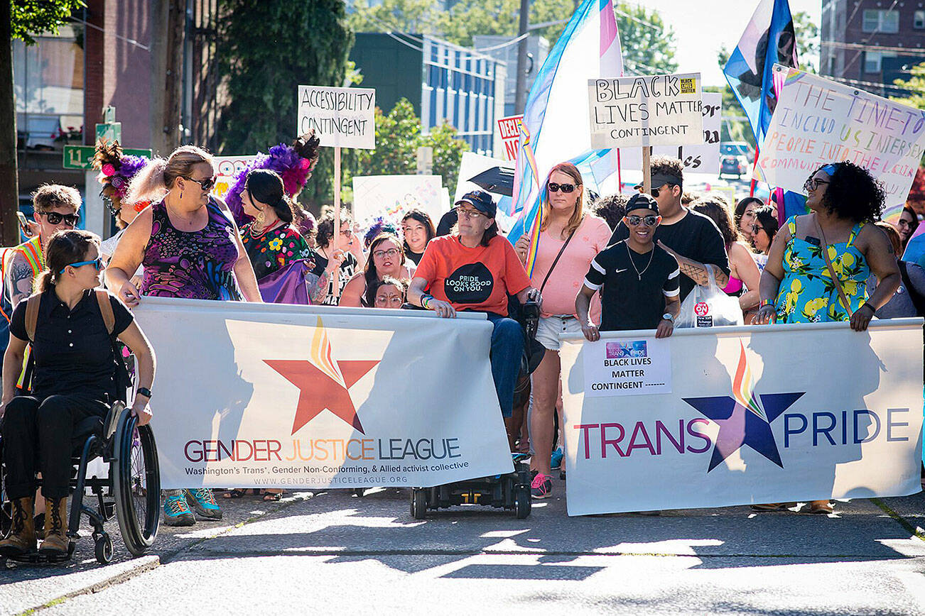 Scene from a past Trans Pride parade in Seattle. File photo courtesy of Gender Justice League