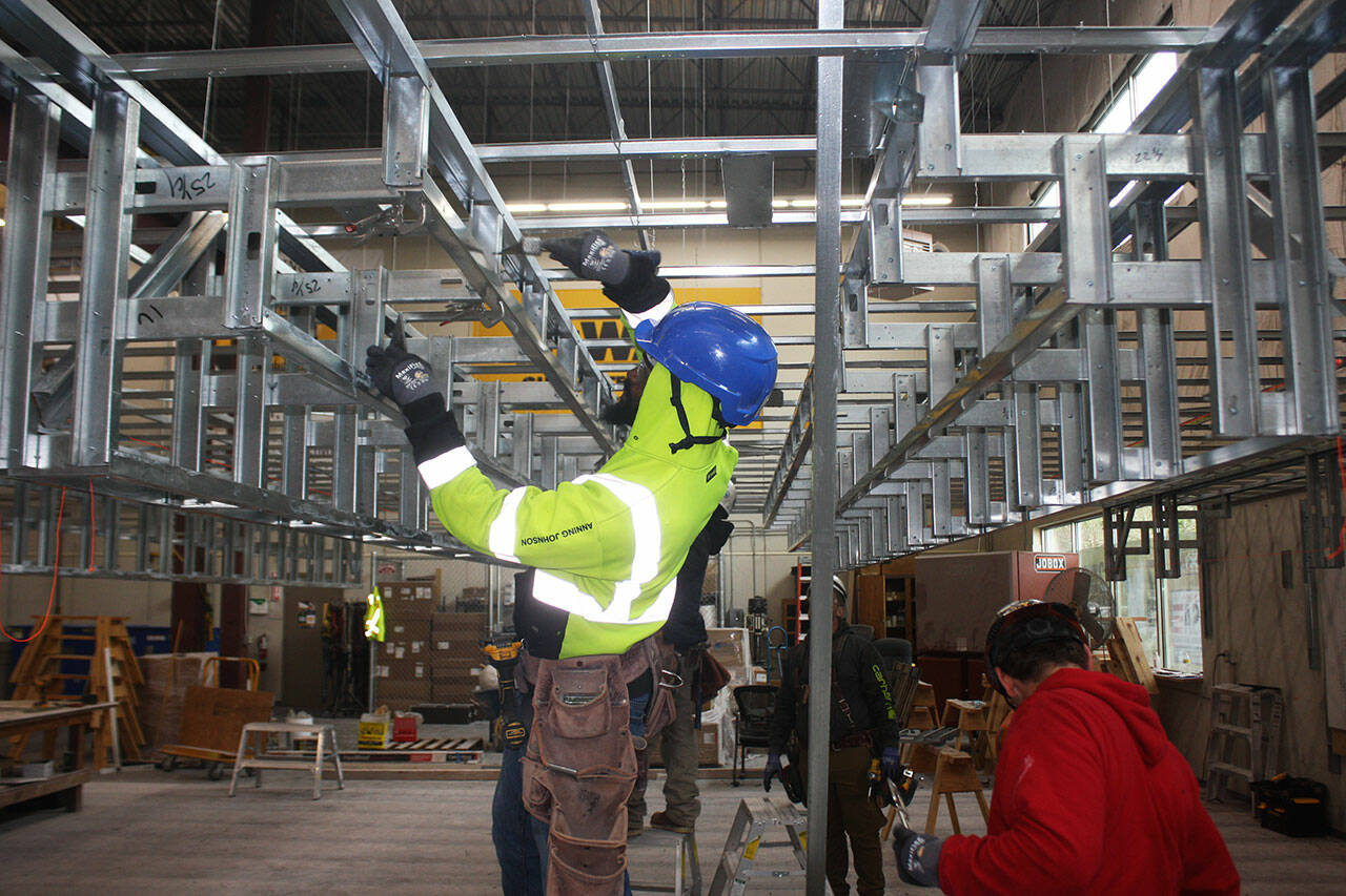 STEVE HUNTER, Sound Publishing
Martinze Johnson takes part in a training program at the Northwest Carpenters Institute of Washington center in Kent.