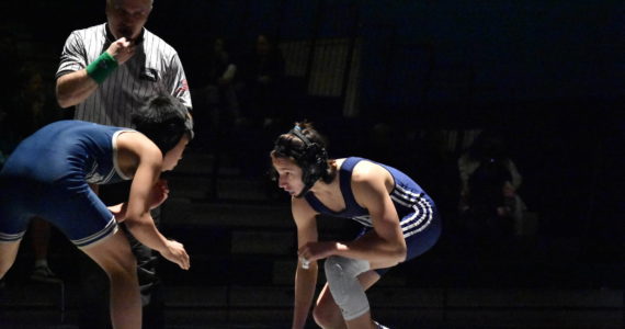 2021 State Championship tournament fifth place finisher Payton Eklund in his match against Decatur. Ben Ray/Sound Publishing
