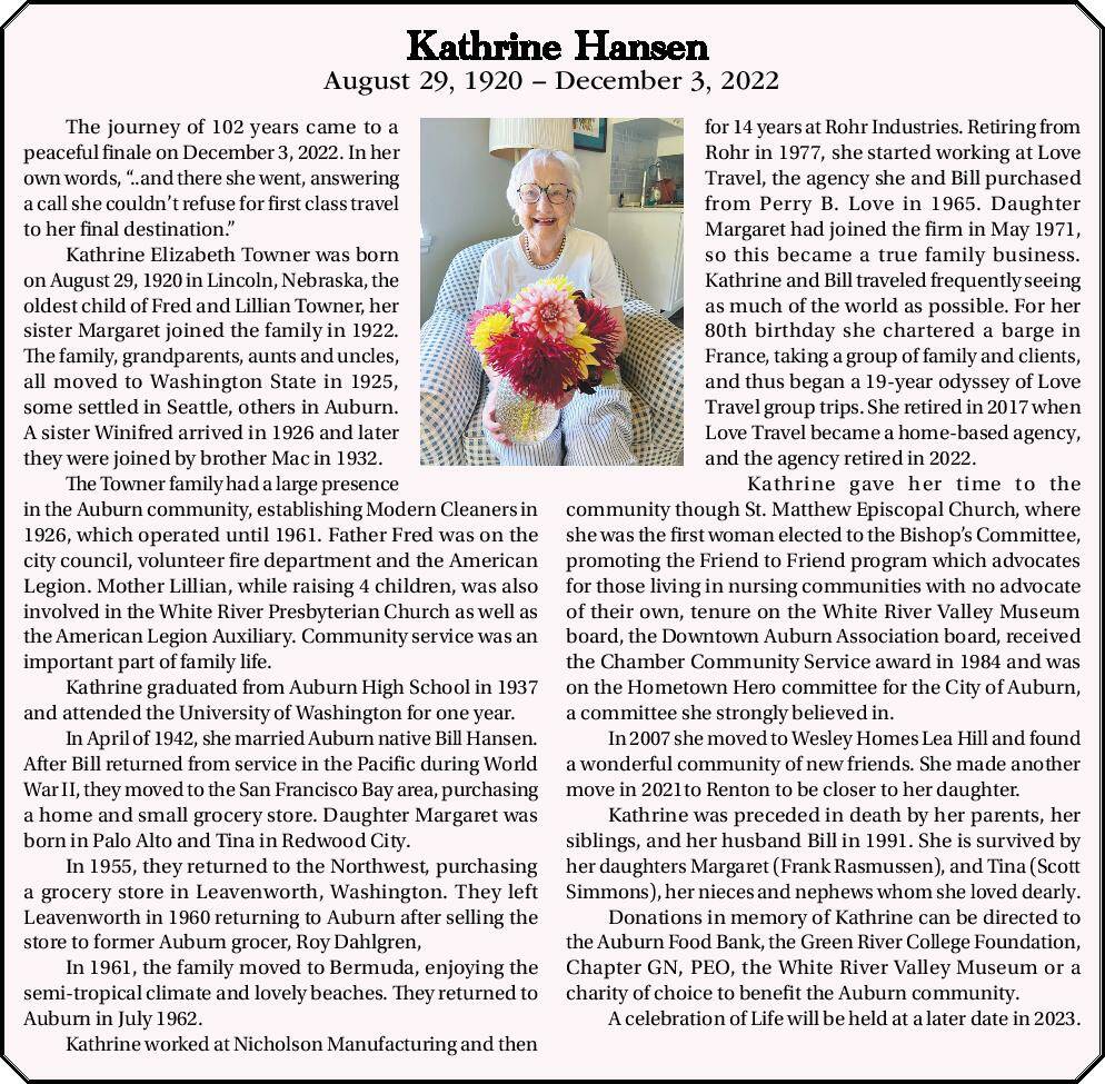 Kathrine Hansen | Obituary