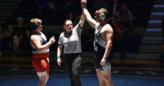 Sr. Nathan Pritchard being crowned the winner of his match against Kennedy. Ben Ray/The Reporter
