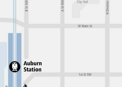 Sound Transit has provided this map to show the site of Auburn’s second Sound Transit Parking Garage. Courtesy Sound Transit