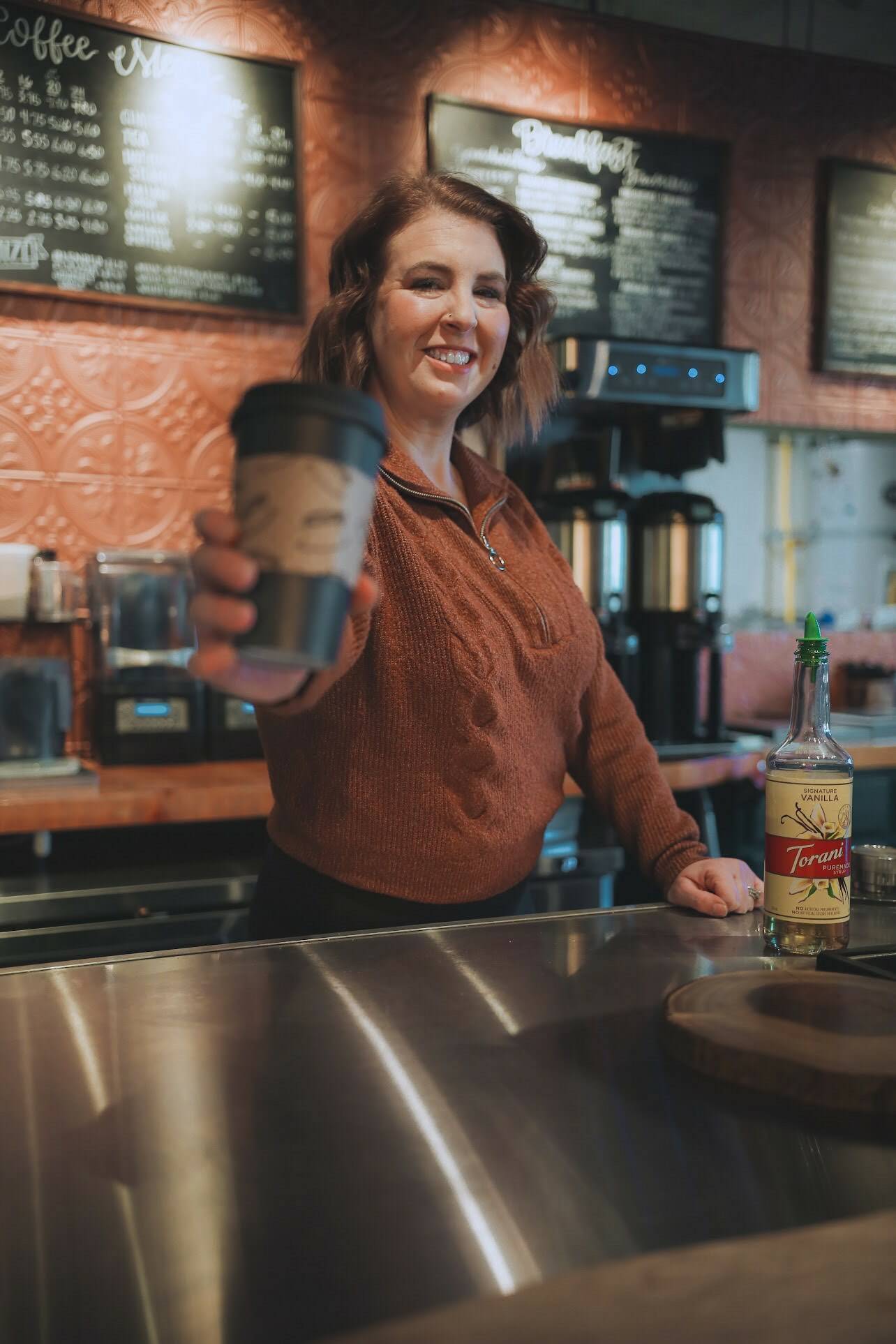 (Photo courtesy of Rachelle Lynn): Amy Skogen, owner of Amy’s Cookies, is the new owner of PNW Coffee on the northeast corner of the Sound Transit parking garage.