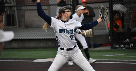 Auburn Riverside’s Danica Butler in the circle for the Ravens win. Ben Ray / The Reporter