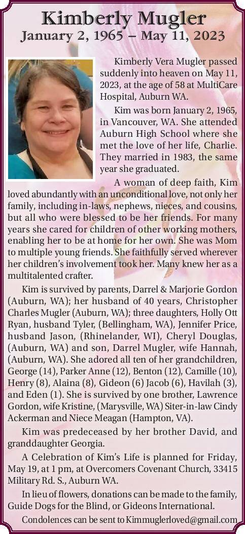 Kimberly Mugler | Obituary