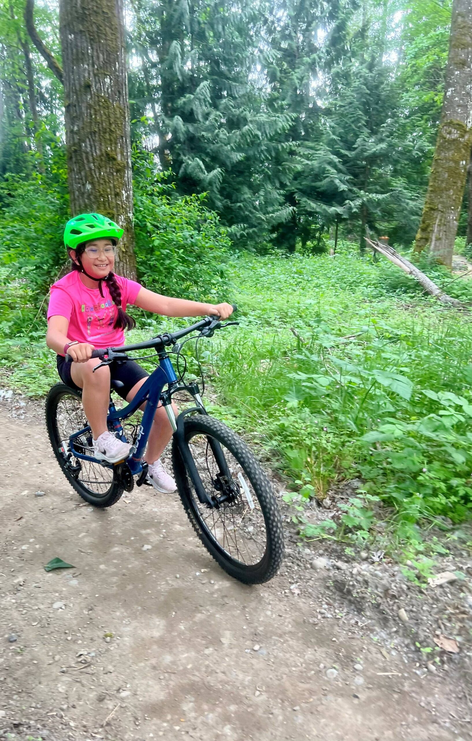 A little girl tries out the Cedar Lanes bike trail before its opening. Photo courtesy of Auburn Parks, Arts and Recreation.