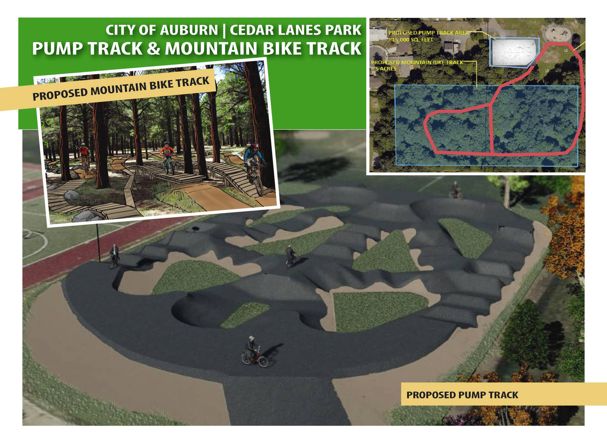 The layout of the Cedar Lanes bike park. (Image courtesy of Auburn Parks, Arts and Recreation)