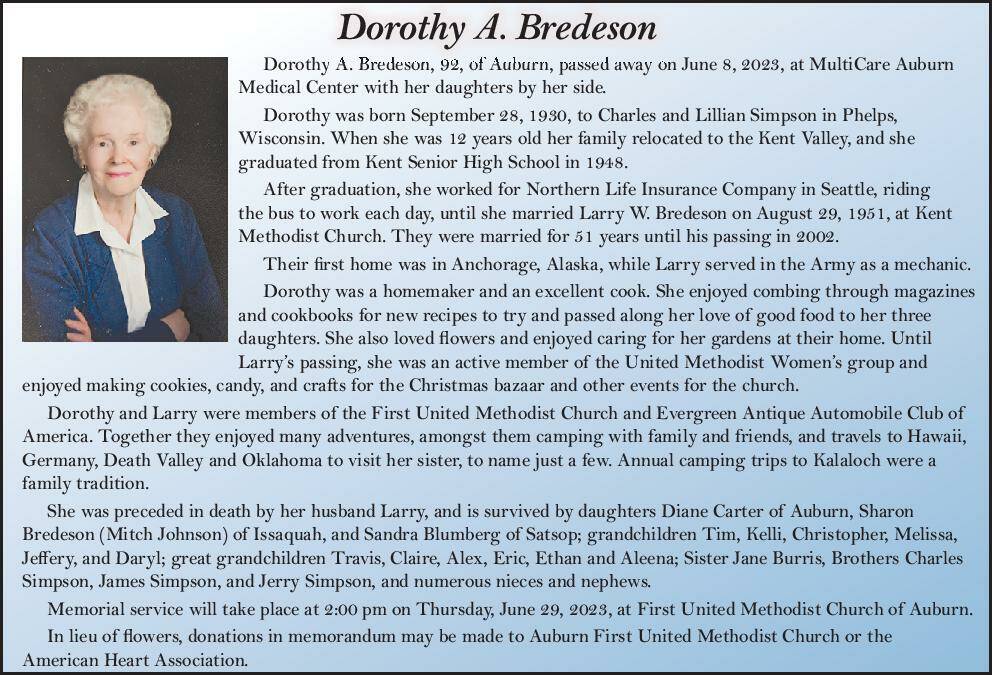 Dorothy A. Bredeson | Obituary