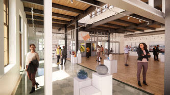 An artist’s conception of what the interior of the Postmark Center for the Arts will look like when it opens this fall. Courtesy photo.