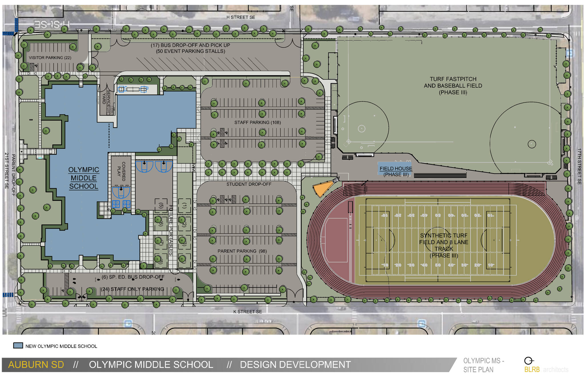 Site plan for the athletic fields at Olympic Middle School, 839 21st St. SE, Auburn.