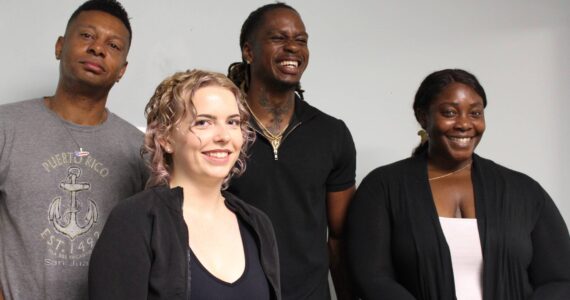 Photo by Alex Bruell / Sound Publishing
From left to right: mentor Ron Howell, resource navigator Adriane Karg, executive director De’Vonte’ Parson and COO Kechi Amaefule pose for a photo at the Pro Se Potential office in Federal Way.