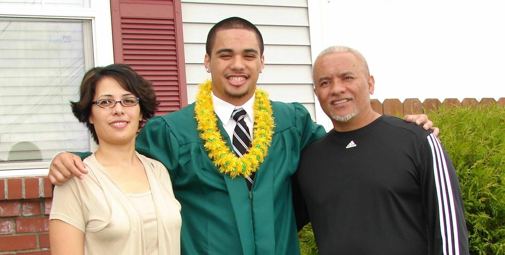 Enosa Strickland Jr. with his parents Kathleen Keliikoa-Strickland and Enosa Strickland Sr. (Courtesy photo)