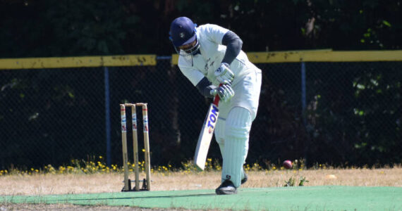 Arpit Bhagat up to bat for Mavericks at the Kent Cricket Ground. (Ben Ray/Sound Publishing)