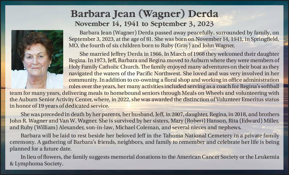 Barbara Jean (Wagner) Derda | Obituary