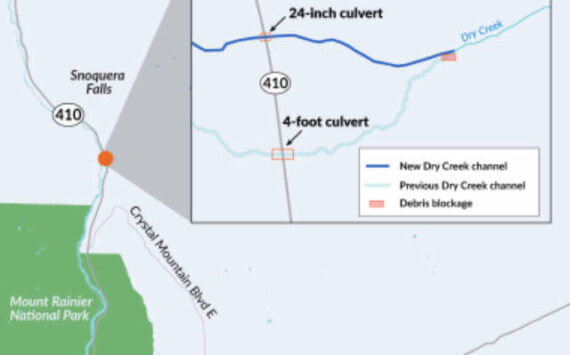 Image courtesy Washington State Department of Transportation
A map of where work on SR 410 will be limiting or closed to traffic these next three weeks.