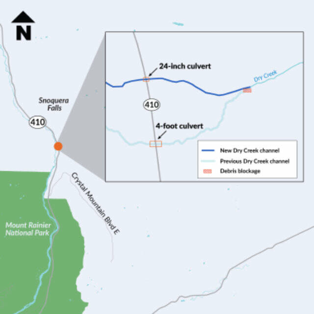 Image courtesy Washington State Department of Transportation
A map of where work on SR 410 will be limiting or closed to traffic these next three weeks.