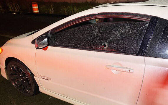 Someone fired a shot that hit this car Wednesday night, Dec. 6 along Interstate 5 near South 320th Street in Federal Way. COURTESY PHOTO, Washington State Patrol