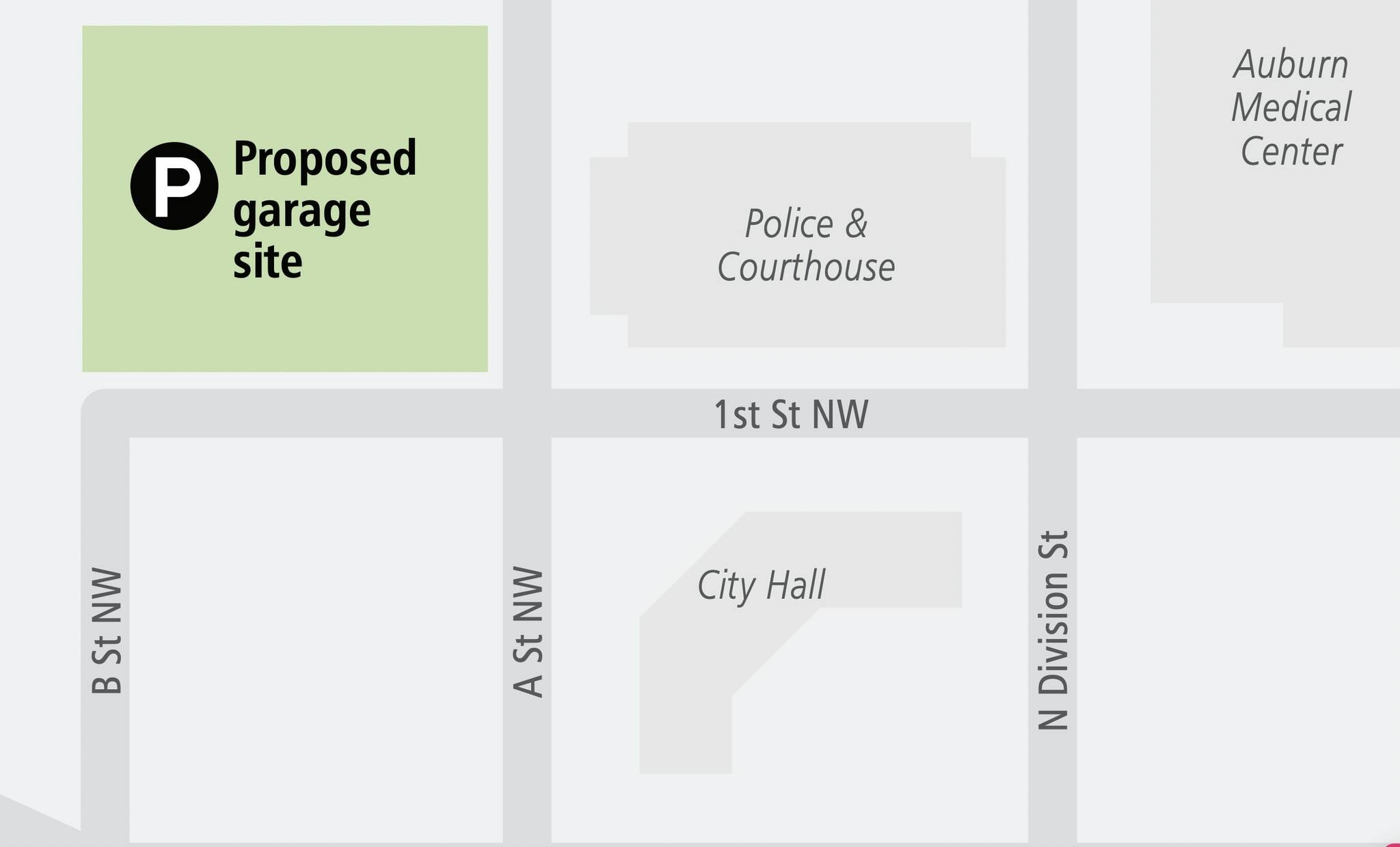 Courtesy image
Here is the location of Auburn’s second parking garage.