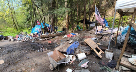 COURTESY PHOTO
Trash and various debris at a Green River homeless encampment in unincorporated King County along 94th Place South between Kent and Auburn.