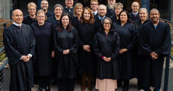 King County District Court judges. Pictured left to right: Judge Raul Martinez, Judge Corinna Harn, Judge Lisa Paglisotti, Judge Fa’amomoi Masaniai, Judge Kristin Shotwell, Judge Rebecca C. Robertson, Judge Peter Peaquin, Judge Jill Klinge, Judge Lisa O’Toole, Judge Kevin Peck, Judge Matthew York, Judge Leah Taguba, Judge Brian Todd, Judge Elizabeth D. Stephenson, Judge Kuljinder Dhillon, Judge Marcus Naylor, Judge Karama H. Hawkins, Judge Nathaniel Green. Not pictured: Judge Virgina Amato, Judge Michael Finkle, Judge Michelle Gehlsen, Judge Laurel Gibson, Judge Gregg Hirakawa, Judge Andrea S. Jarmon, Judge Rhonda Laumann. COURTESY PHOTO