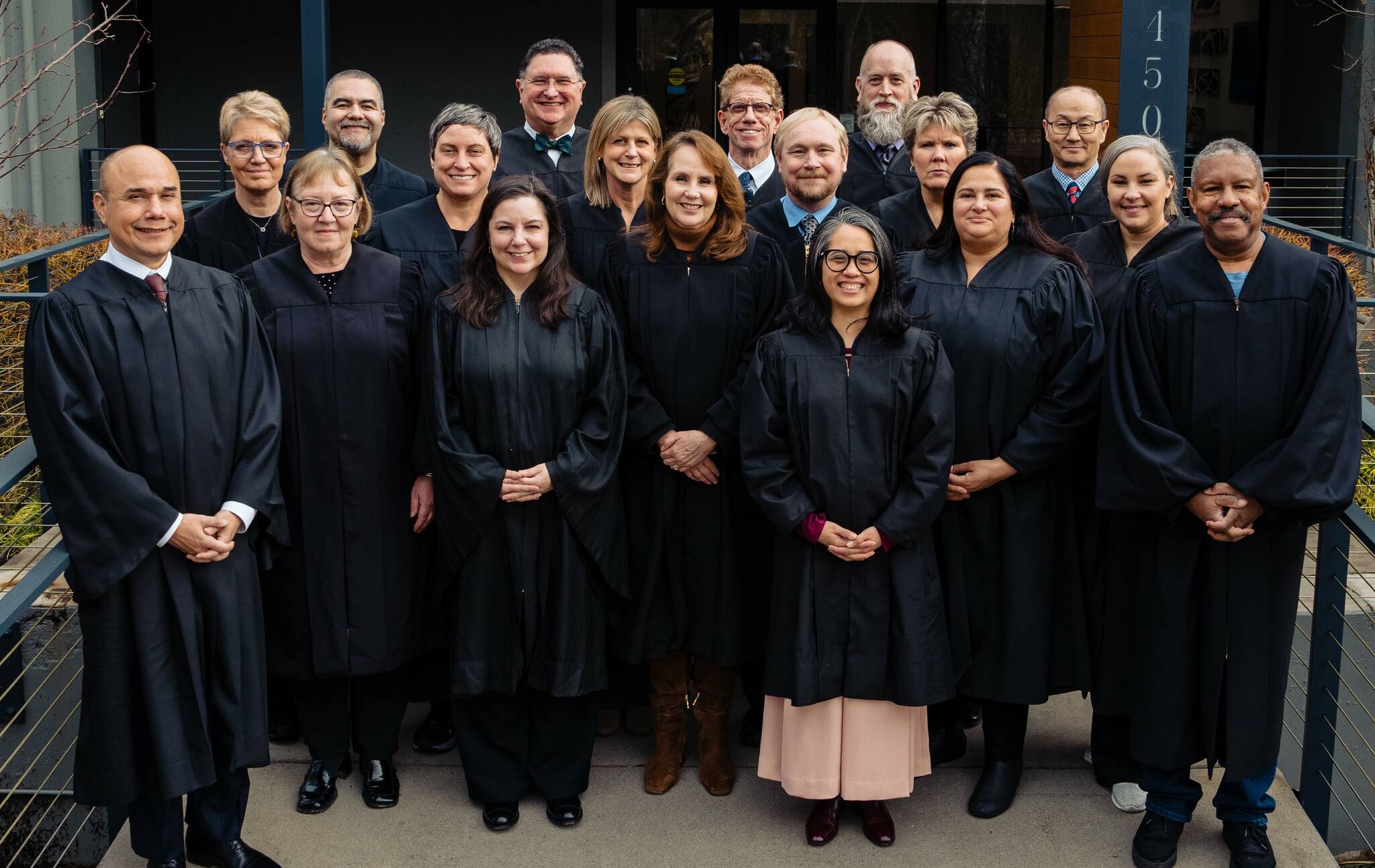 King County District Court judges. Pictured left to right: Judge Raul Martinez, Judge Corinna Harn, Judge Lisa Paglisotti, Judge Fa’amomoi Masaniai, Judge Kristin Shotwell, Judge Rebecca C. Robertson, Judge Peter Peaquin, Judge Jill Klinge, Judge Lisa O’Toole, Judge Kevin Peck, Judge Matthew York, Judge Leah Taguba, Judge Brian Todd, Judge Elizabeth D. Stephenson, Judge Kuljinder Dhillon, Judge Marcus Naylor, Judge Karama H. Hawkins, Judge Nathaniel Green. Not pictured: Judge Virgina Amato, Judge Michael Finkle, Judge Michelle Gehlsen, Judge Laurel Gibson, Judge Gregg Hirakawa, Judge Andrea S. Jarmon, Judge Rhonda Laumann. COURTESY PHOTO