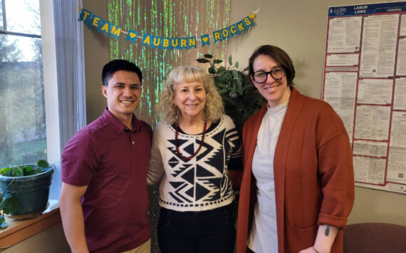 Interns Jonathan Liporada (left) and Ariel Richard (right) with Clinical Supervisor and Programs Manager, Deborah Mulein (center).