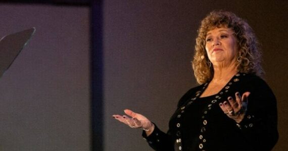 Auburn Mayor Nancy Backus delivers her annual State of the City address to a near capacity audience in the Events Center at the Muckleshoot Casino on Thursday, Feb. 29. Photo courtesy City of Auburn