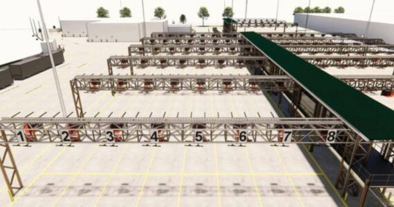 Design rendering of the Interim Base electric bus charging station in Tukwila. (Courtesy of King County Metro)