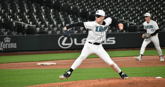 Kaeden Morgan attacks a Mount Si hitter inside T-Mobile Park. Ben Ray / The Reporter