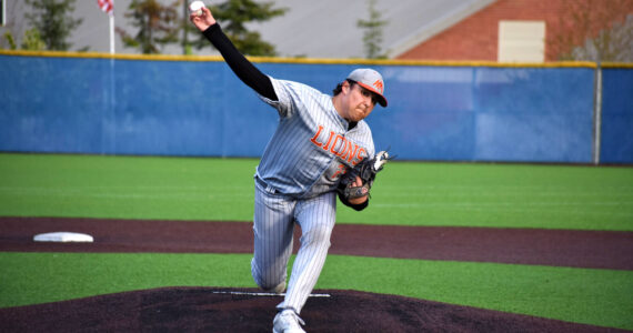 Caden Shoul delivers a pitch for the Lions. Ben Ray / The Reporter