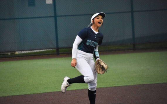 Bailey Brader celebrates a strikeout with a scream in support of Danica Butler. Ben Ray / The Reporter