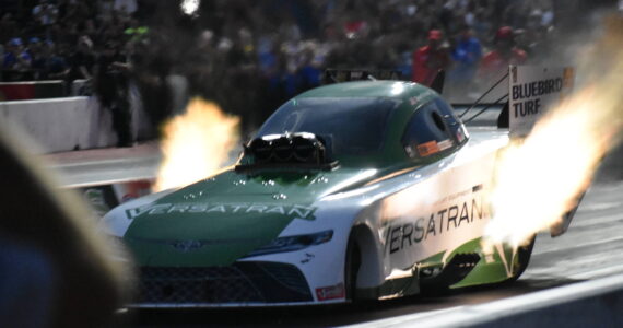 Funny Cars showing off big flames on July 19 at Pacific Raceways. Ben Ray / The Reporter