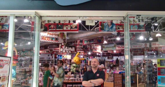 Barry Weaver in front of the Unlock the Con store in Auburn. Photo courtesy Annika Hauer