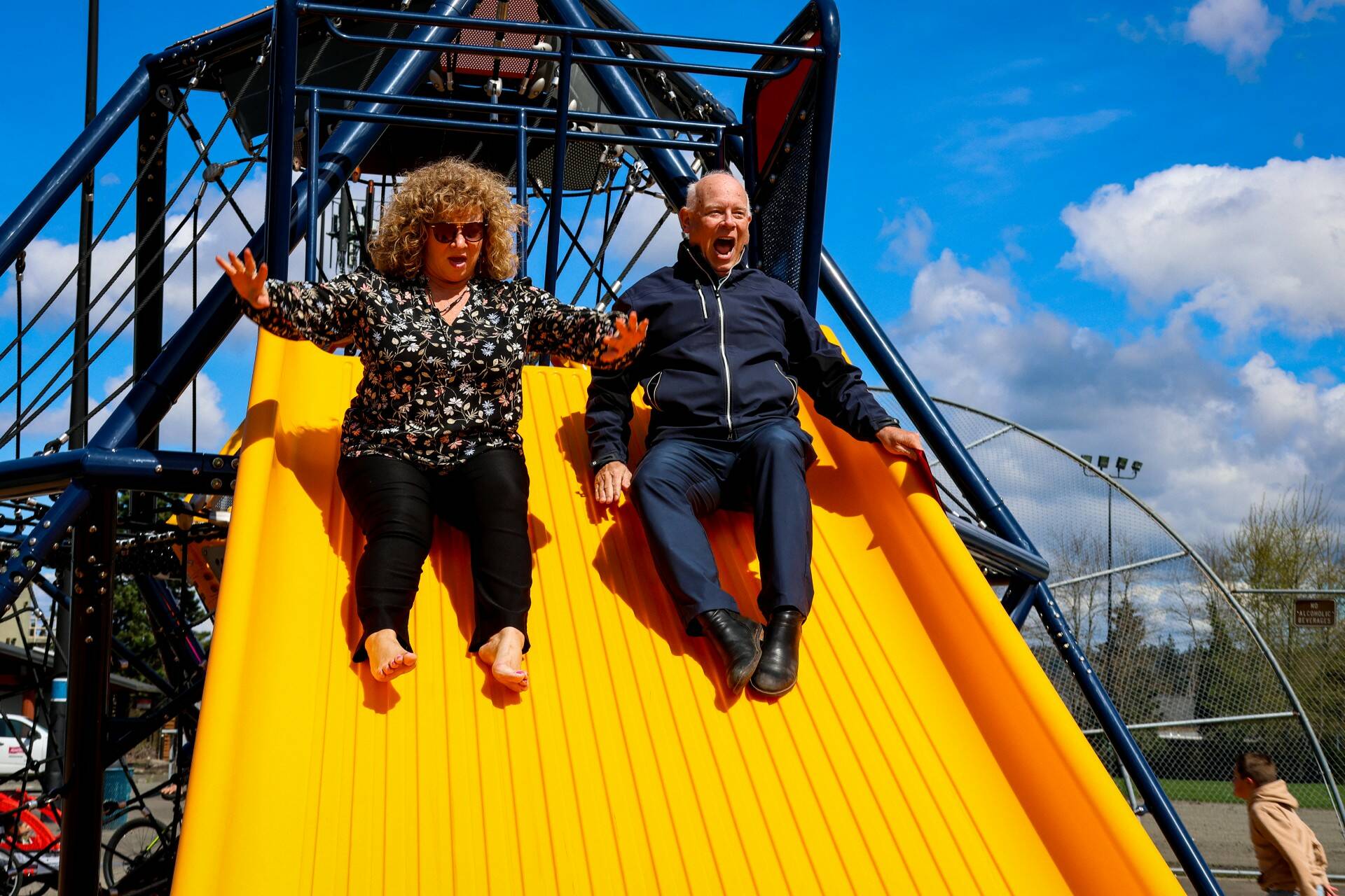 Daryl Faber, right, with Auburn Mayor Nancy Backus at the opening of the Fulmer Park Playground. Courtesy photo