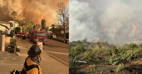 Photo shows Valley Regional Fire Authority firefighter in Palisades, California, fighting fires. COURTESY PHOTO, Valley Regional Fire Authority