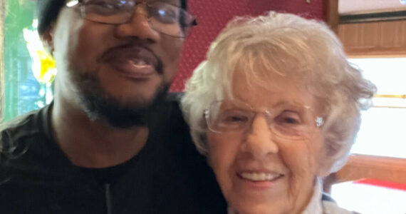 Michael Braxton, owner of Trotter’s Restaurant, and Rosalie Deresch, who has launched a fundraiser to help him make much needed repairs to the building. Photo courtesy of Sandy Smith.