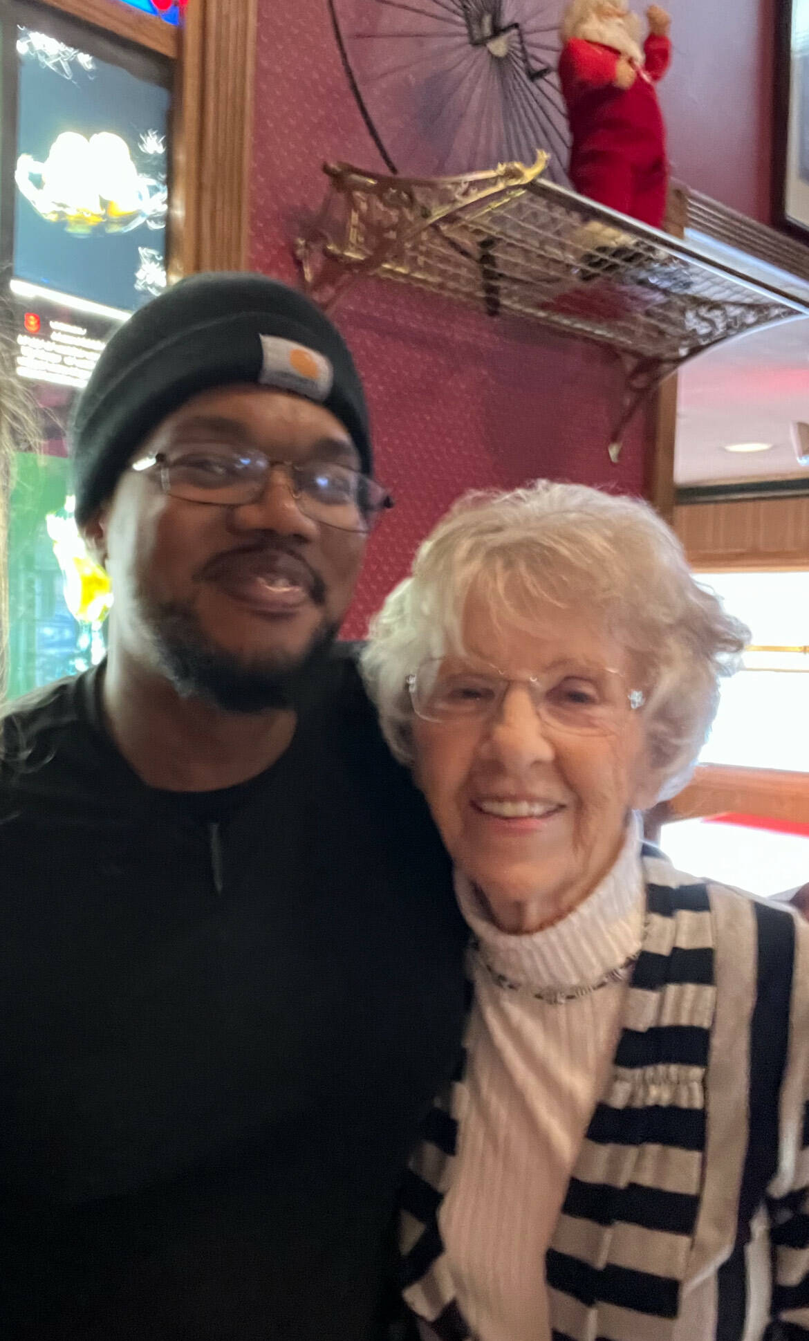 Michael Braxton, owner of Trotter’s Restaurant, and Rosalie Deresch, who has launched a fundraiser to help him make much needed repairs to the building. Photo courtesy of Sandy Smith.