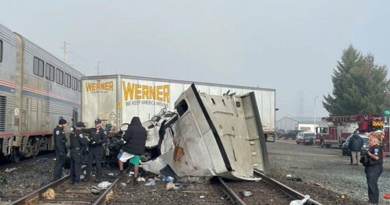 Photo courtesy of Valley Regional Fire Authority.
Semi that was crashed into.