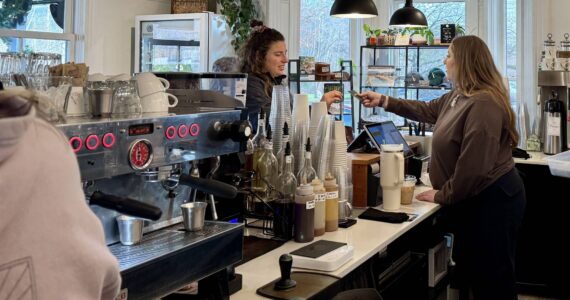 Employees work at Fall City’s Aroma Coffee Co. on Jan. 14, 2025. (Grace Gorenflo/Valley Record)