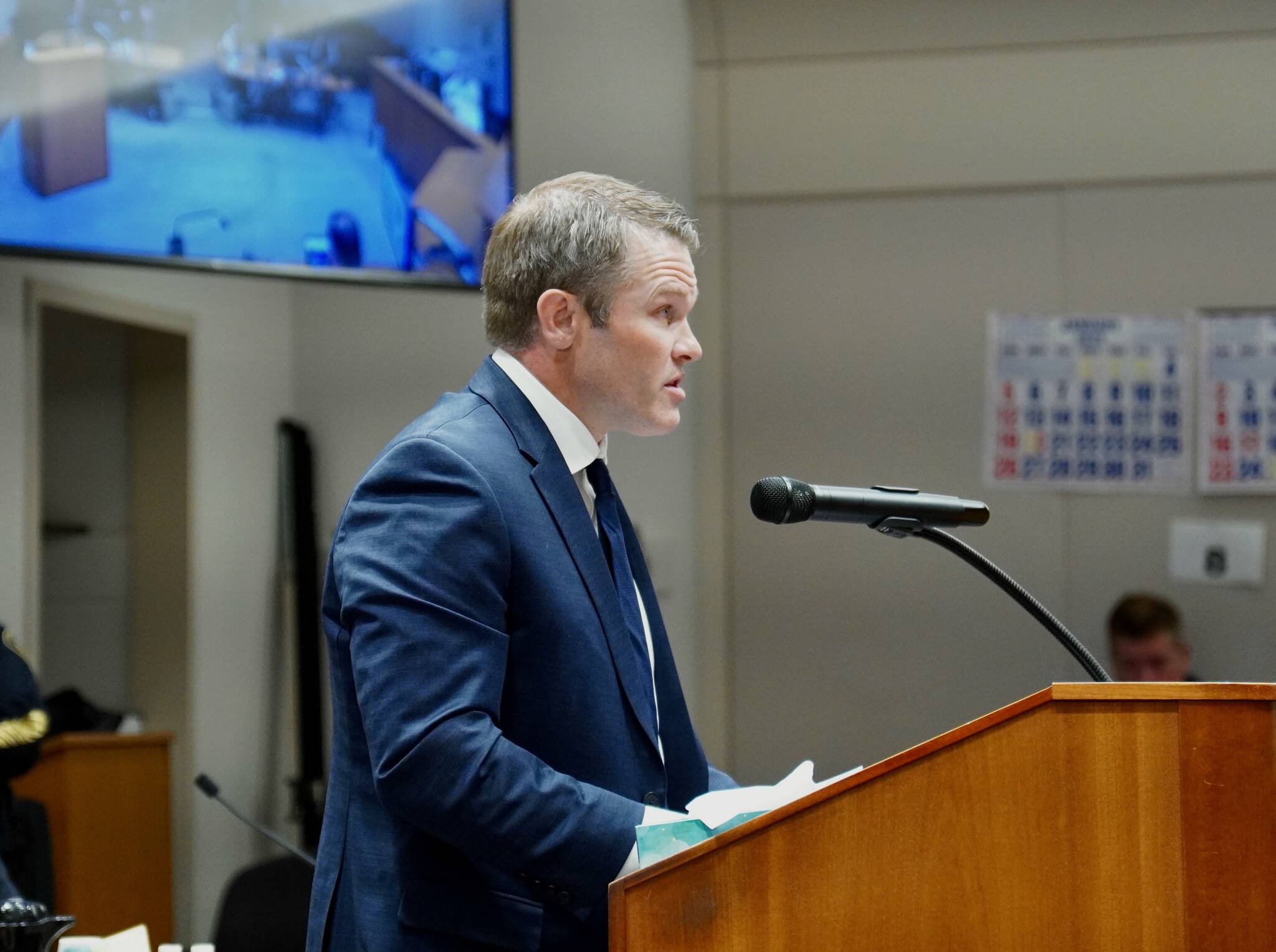 Auburn Police Department Assistant Chief Sam Betz speaks to the judge during Jeffrey Nelson’s sentencing hearing Jan. 23. Photo by Joshua Solorzano/Sound Publishing.