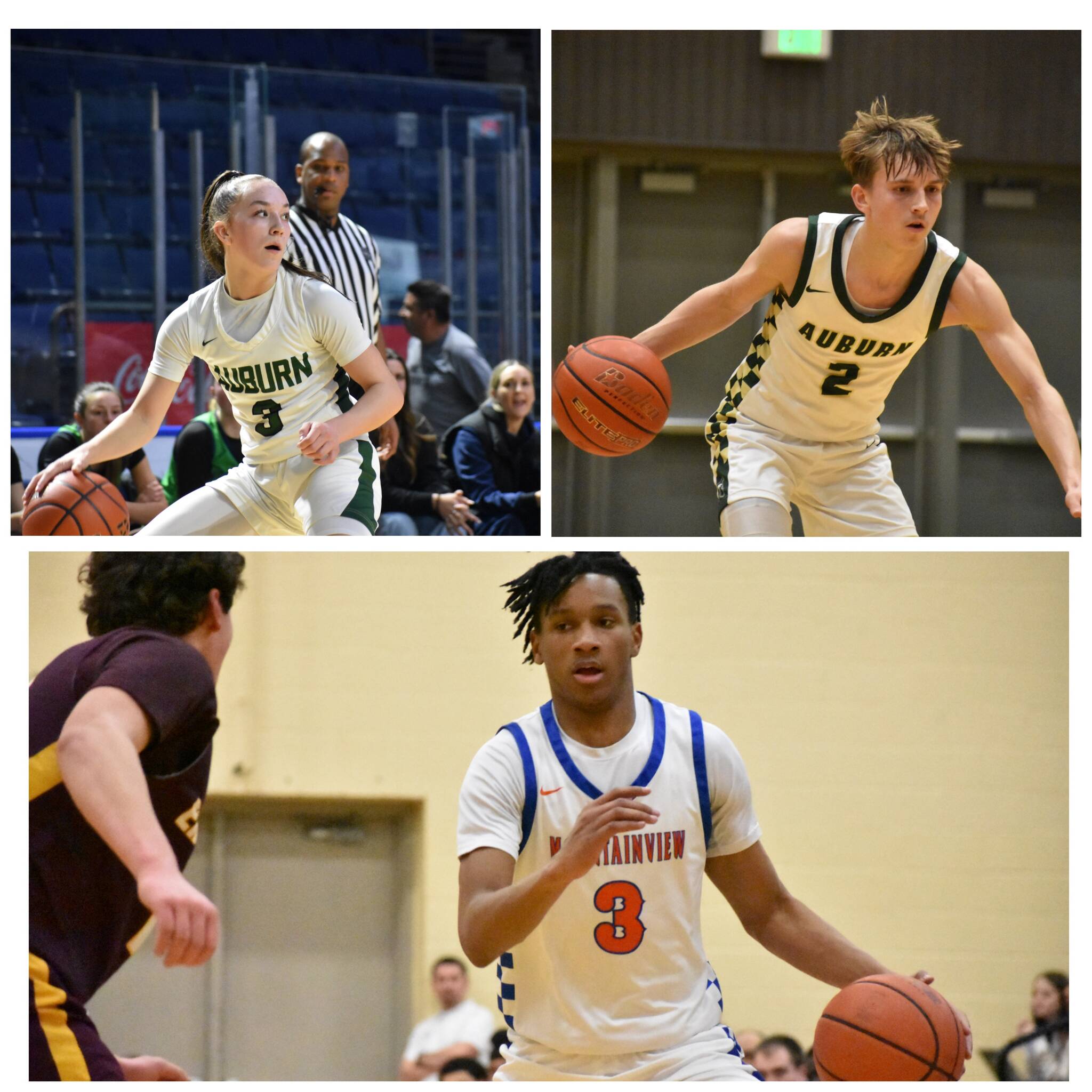 Avery Hansen (top left), Carter Hansen (top right) and Sebastian Arius named NPSL MVPs. Photos by Ben Ray / The Reporter