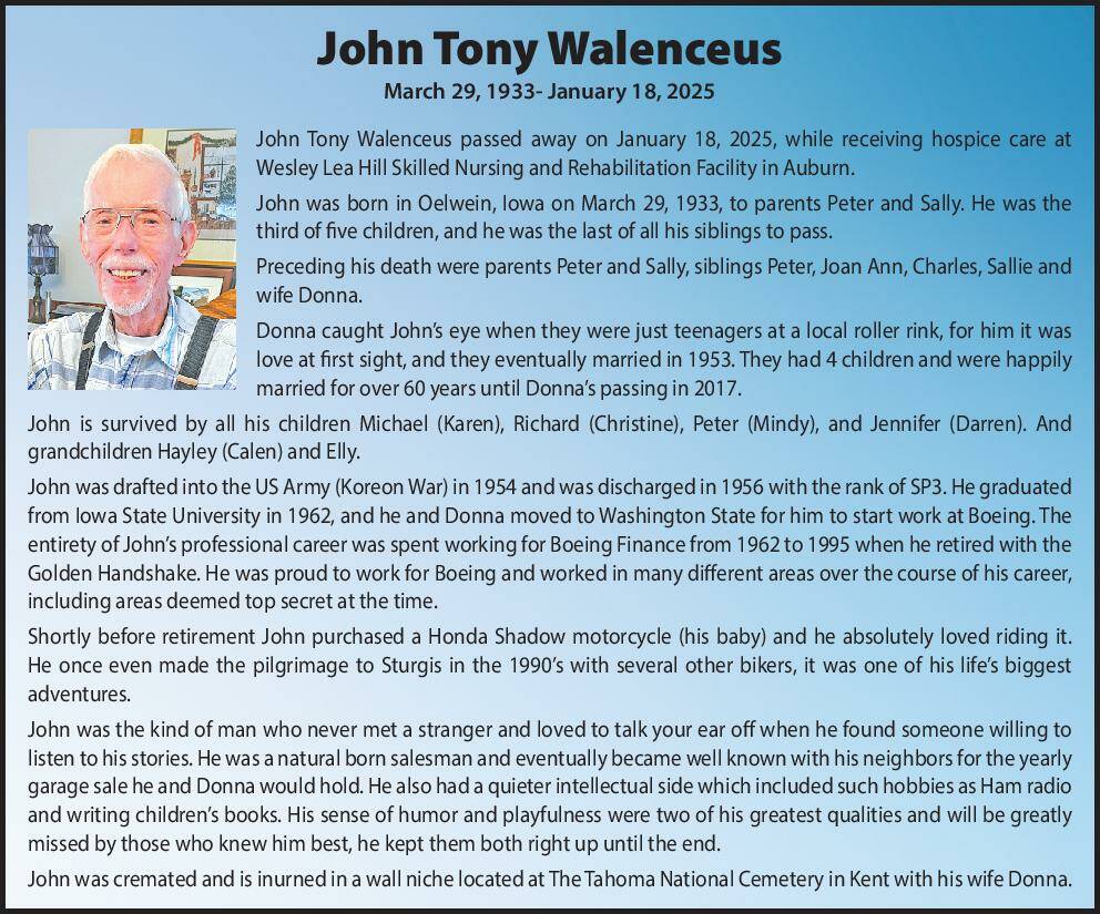 John Tony Walenceus | Obituary