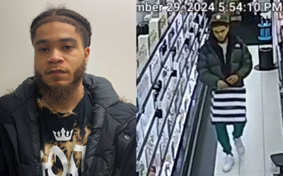 Vershawn Hairston’s mugshot and a screenshot of the man in the videos depicting the alleged thefts. Courtesy photos