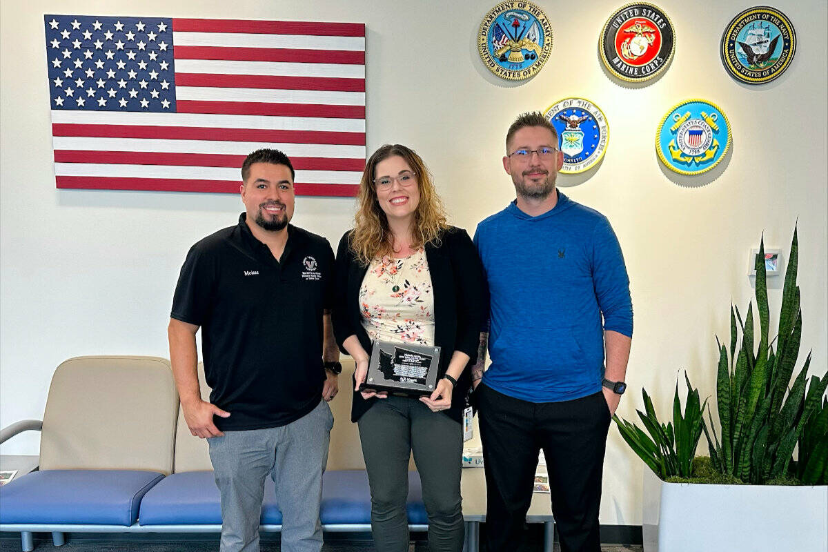 From left: Moises Lozacruz, MSW, LICSW - Associate Director of Clinical Operations Army Veteran, Veteran Spouse, Dr. Nichole Ayres, DSW, MBA, LICSW - Clinic Director and Andrew Graves, MSW, LICSW - Associate Director of Business Operations, Army Veteran.