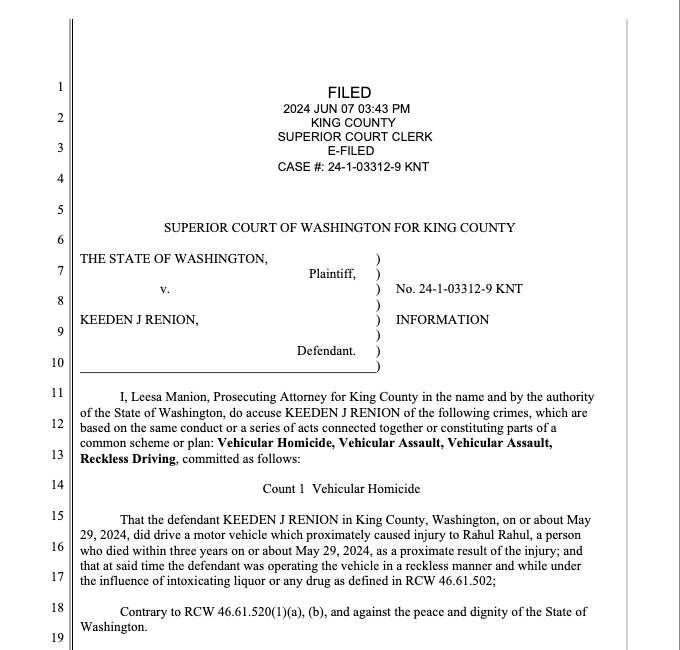 Keeden Renion’s charging documents. Courtesy photo.